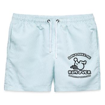 Lass mich dich nicht mit dem Rollstuhl überfahren # - Männer Badeshorts - hellblau gestreift - Vorne - AI Model Male 178 light (178cm)