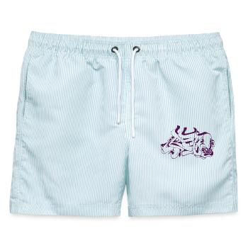 Abstraktes Graffiti-Design - Männer Badeshorts - hellblau gestreift - Vorne - AI Model Male 178 light (178cm)