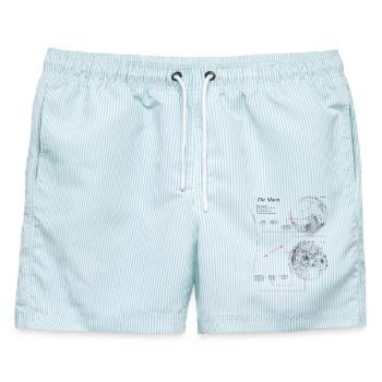 Nerd Astronomie Mond | Mondkarte Raumfahrt - Männer Badeshorts - hellblau gestreift - Vorne - AI Model Male 178 light (178cm)