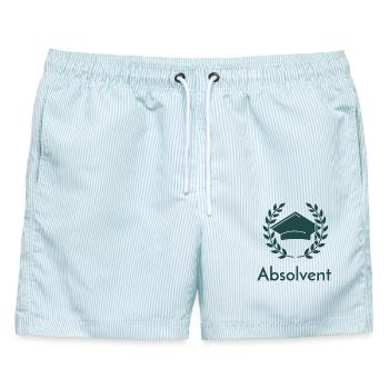 Feiere deinen Abschluss - Männer Badeshorts - hellblau gestreift - Vorne - AI Model Male 178 light (178cm)