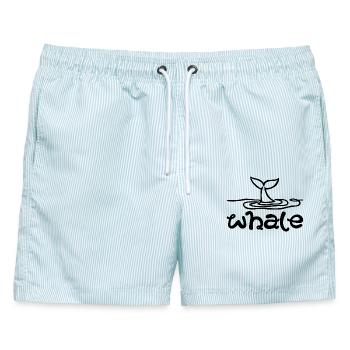 Der Schwanz des Wals (schwarz) - Männer Badeshorts - hellblau gestreift - Vorne - AI Model Male 178 light (178cm)
