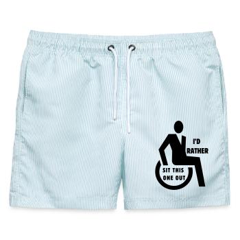 Ich würde das lieber in meinem Rollstuhl aussitzen # - Männer Badeshorts - hellblau gestreift - Vorne - AI Model Male 178 light (178cm)