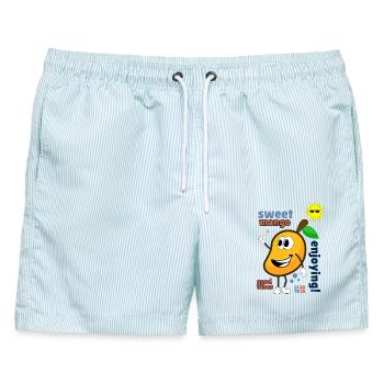 Mango gelbe Frucht Griff Design Mangos Mangos - Männer Badeshorts - hellblau gestreift - Vorne - AI Model Male 178 light (178cm)