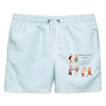 Tanzende Senioren im Rhythmus - Männer Badeshorts - hellblau gestreift - Vorne - AI Model Male 178 light (178cm)