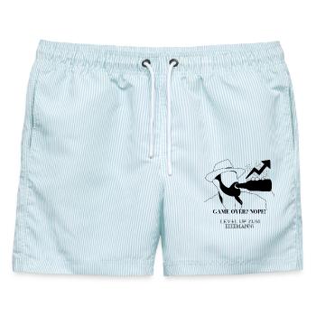 Game Over - Level up zum Ehemann - Männer Badeshorts - hellblau gestreift - Vorne - AI Model Male 178 light (178cm)
