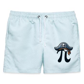 Piraten Pi Day Pirat Motiv Mathematikfans Lehrer - Männer Badeshorts - hellblau gestreift - Vorne - AI Model Male 178 light (178cm)
