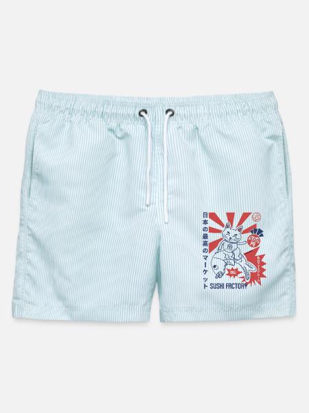 Sushi Factory Japanese sunburst - Männer Badeshorts - hellblau gestreift