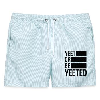 yeet or be yeeted - Männer Badeshorts - hellblau gestreift - Vorne - AI Model Male 178 light (178cm)