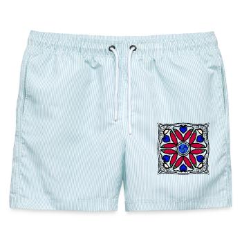 Peperoni Pop Art - Männer Badeshorts - hellblau gestreift - Vorne - AI Model Male 178 light (178cm)