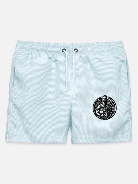 basketball sport - Männer Badeshorts - hellblau gestreift