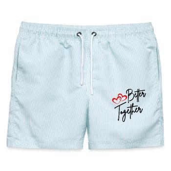 GEMEINSAM BESSER - Männer Badeshorts - hellblau gestreift - Vorne - AI Model Male 178 light (178cm)