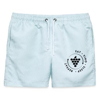 Bacchus Erbe - Männer Badeshorts - hellblau gestreift - Vorne - AI Model Male 178 light (178cm)