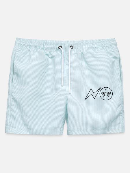 NO / Nö / Nein / Niemals / Auf keinen Fall - Männer Badeshorts - hellblau gestreift