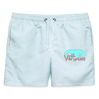 Gamer's Passion - Männer Badeshorts - hellblau gestreift - Vorne - AI Model Male 178 light (178cm)