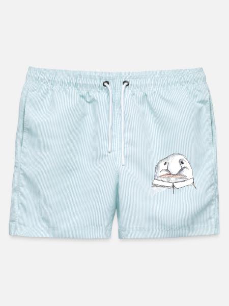 Blob - Männer Badeshorts - hellblau gestreift