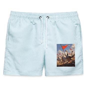 Epische Ganz Revolution Kunstvolles Gemälde - Männer Badeshorts - hellblau gestreift - Vorne - AI Model Male 178 light (178cm)