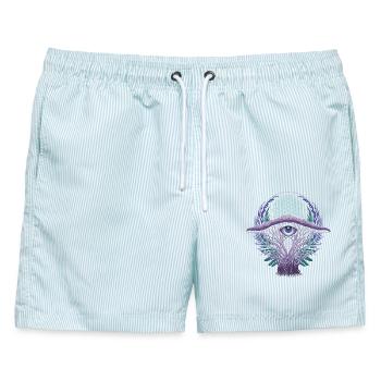 Pilze des dritten Auges | Mystisches Visionsdesign - Männer Badeshorts - hellblau gestreift - Vorne - AI Model Male 178 light (178cm)