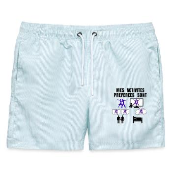 TANZEN - MEINE LIEBLINGSBESCHÄFTIGUNGEN - Männer Badeshorts - hellblau gestreift - Vorne - AI Model Male 178 light (178cm)