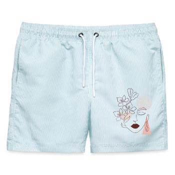Love and joy - Männer Badeshorts - hellblau gestreift - Vorne - AI Model Male 178 light (178cm)