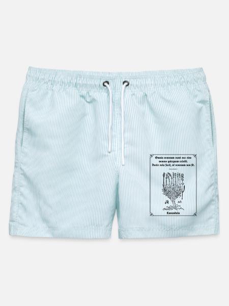 Lateinisches Zitat von Paracelsus – Lavendel Illustration - Männer Badeshorts - hellblau gestreift