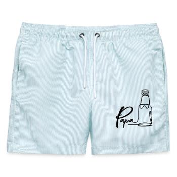 VATERTAG BIER BIERFLASCHE PAPA - Männer Badeshorts - hellblau gestreift - Vorne - AI Model Male 178 light (178cm)