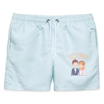 Die Ehegatten - Offiziell vom Markt genommen - Männer Badeshorts - hellblau gestreift - Vorne - AI Model Male 178 light (178cm)