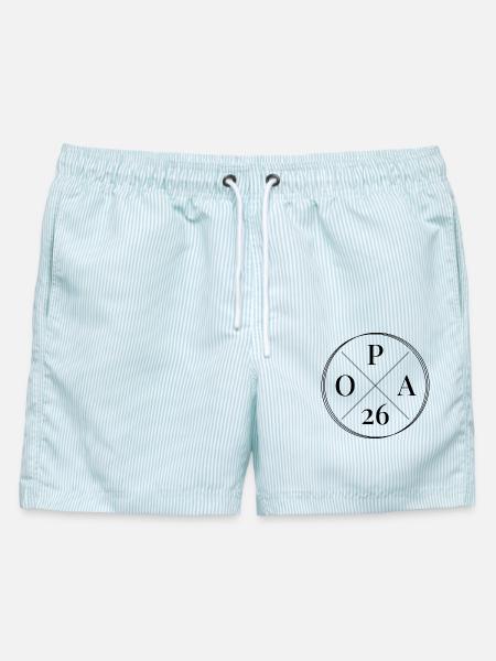 Opa 2026 - Männer Badeshorts - hellblau gestreift