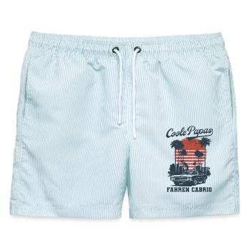 Coole Papas fahren Cabrio Retro Vater Geschenk - Männer Badeshorts - hellblau gestreift - Vorne - AI Model Male 178 light (178cm)