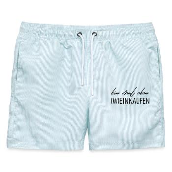 Bin mal eben (W)einkaufen! - Männer Badeshorts - hellblau gestreift - Vorne - AI Model Male 178 light (178cm)