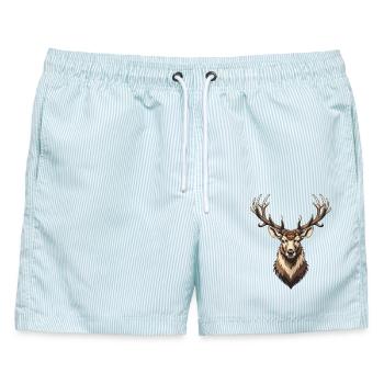 Jagen Jäger Wild Schießen Jagt Hirschgeweih Hirsch - Männer Badeshorts - hellblau gestreift - Vorne - AI Model Male 178 light (178cm)
