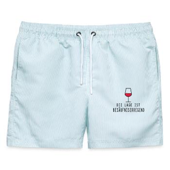 Lage besäufniserregend - Männer Badeshorts - hellblau gestreift - Vorne - AI Model Male 178 light (178cm)