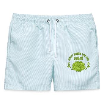 60. Geburtstag - Jetzt haben wir den Salat 60 - Männer Badeshorts - hellblau gestreift - Vorne - AI Model Male 178 light (178cm)
