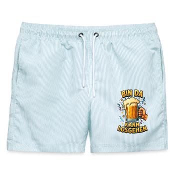 Bier Bierflasche Bierzelt Bierkrug Biergarten - Männer Badeshorts - hellblau gestreift - Vorne - AI Model Male 178 light (178cm)