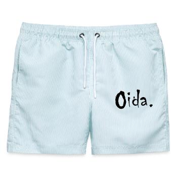 Oida österreich Mundart Dialekt - Männer Badeshorts - hellblau gestreift - Vorne - AI Model Male 178 light (178cm)