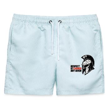 Respect Is earned not given – Spartanerhelm - Männer Badeshorts - hellblau gestreift - Vorne - AI Model Male 178 light (178cm)