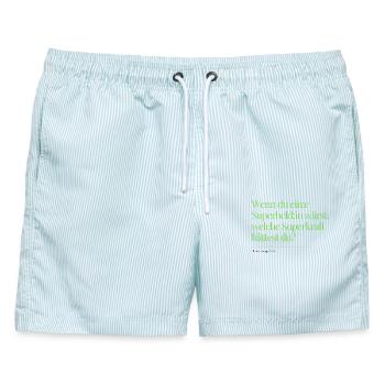 Check-in Frage Nr. 3 - Männer Badeshorts - hellblau gestreift - Vorne - AI Model Male 178 light (178cm)