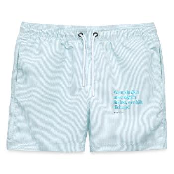 Check-in Frage Nr. 2 - Männer Badeshorts - hellblau gestreift - Vorne - AI Model Male 178 light (178cm)