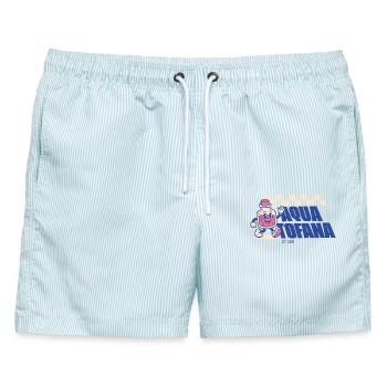 Aqua Tofana – Cute Retro Feminism - Männer Badeshorts - hellblau gestreift - Vorne - AI Model Male 178 light (178cm)
