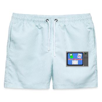Ich bin ein 90er-Jahre-Gamer - Männer Badeshorts - hellblau gestreift - Vorne - AI Model Male 178 light (178cm)