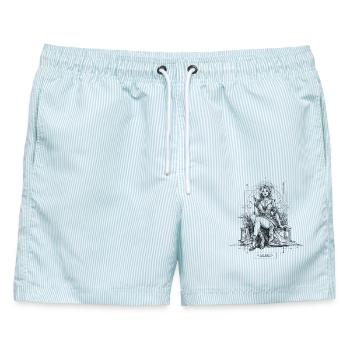 Goddess_Girl - Männer Badeshorts - hellblau gestreift - Vorne - AI Model Male 178 light (178cm)