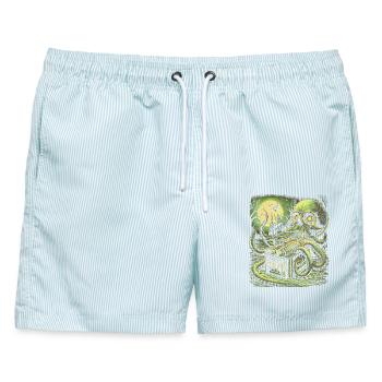 Unterwasser Halloween Schädel Illustration - Männer Badeshorts - hellblau gestreift - Vorne - AI Model Male 178 light (178cm)