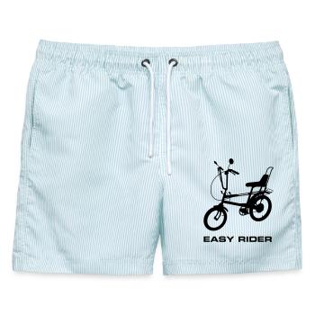 Chopper-Design. - Männer Badeshorts - hellblau gestreift - Vorne - AI Model Male 178 light (178cm)
