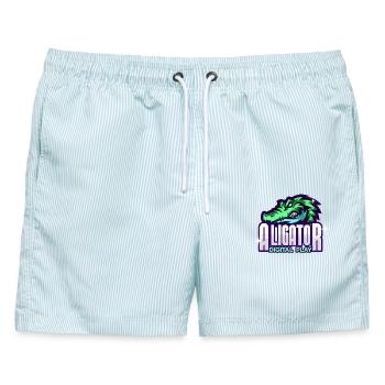 Alligator Digitale Kunst - Männer Badeshorts - hellblau gestreift - Vorne - AI Model Male 178 light (178cm)