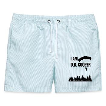 Ich bin D.B. Cooper Hijack Skydive 1971 Fallschirmspringer - Männer Badeshorts - hellblau gestreift - Vorne - AI Model Male 178 light (178cm)