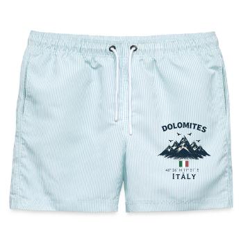 Berge Dolomiten Italien Design - Männer Badeshorts - hellblau gestreift - Vorne - AI Model Male 178 light (178cm)