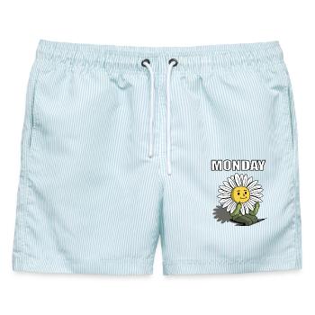 Montag - Männer Badeshorts - hellblau gestreift - Vorne - AI Model Male 178 light (178cm)