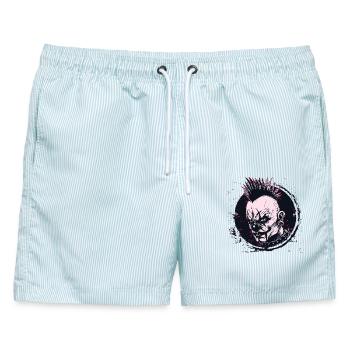 scary mohawk clown  - Männer Badeshorts - hellblau gestreift - Vorne - AI Model Male 178 light (178cm)