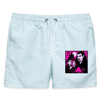 Vampir Gräfin - Männer Badeshorts - hellblau gestreift - Vorne - AI Model Male 178 light (178cm)