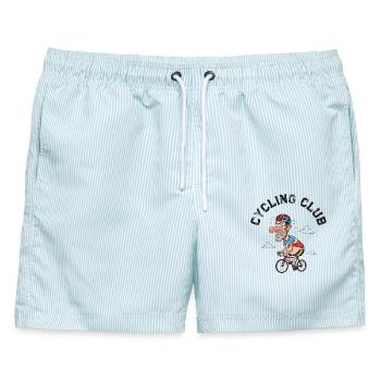 Humorvolles mürrisches Radfahren T-Shirt - Männer Badeshorts - hellblau gestreift - Vorne - AI Model Male 178 light (178cm)