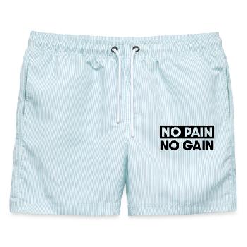 Ohne Fleiß kein Preis - Männer Badeshorts - hellblau gestreift - Vorne - AI Model Male 178 light (178cm)
